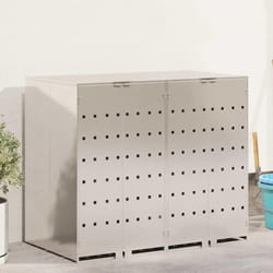 Rangement De Poubelle À Roulettes Pour 3 Poubelles Argent Vidaxl