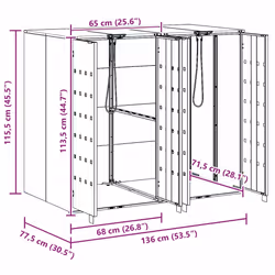 Rangement De Poubelle À Roulettes Pour 3 Poubelles Argent Vidaxl - Vue supplémentaire 2