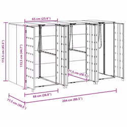 Rangement De Poubelle À Roulettes Pour 3 Poubelles Argent Vidaxl - Vue supplémentaire 2