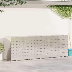 Rangement De Poubelle À Roulettes Pour 3 Poubelles Argent Vidaxl