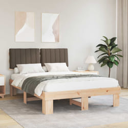 Cadre De Lit Avec Tête De Lit Rembourrée Taupe 140 X 200 Cm Vidaxl
