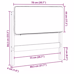 Tête De Lit Capitonnée Marron Et Taupe 75 Cm Pin Massif Vidaxl - Vue supplémentaire 2