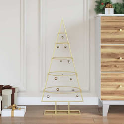 vidaXL Arbre de Noël en métal Doré 90 cm Acier peint par poudre Arbre de Noël métal contemporain déco saisonnière 42019152