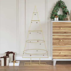 vidaXL Arbre de Noël en métal Doré 125 cm Acier peint par poudre Arbre de Noël métal contemporain déco saisonnière 42019153