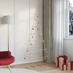 vidaXL Arbre de Noël en métal Doré 180 cm Acier peint par poudre Arbre de Noël métal contemporain déco saisonnière 42019155