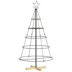 Arbre en cône de Noël avec support Noir 125 cm Acier vidaXL