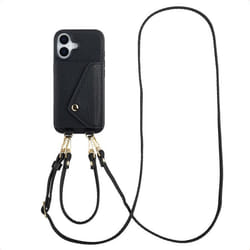 Coque adapté à Apple iPhone 17 - Selencia Coque de télephone Sera avec cordon et porte-cartes enveloppe - Noir