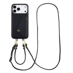 Coque adapté à Apple iPhone 17 Pro Max - Selencia Coque de télephone Sera avec cordon et porte-cartes enveloppe - Noir