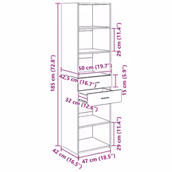 Haut Armoire Chêne Noir 50 X 42,5 X 185 Cm Bois D'Ingénierie Vidaxl - Vue supplémentaire 2