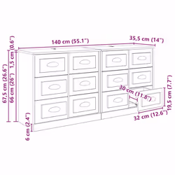 Buffets Avec Tiroir 2 Pcs Chêne Artisanal 70 X 35,5 X 67,5 Cm Vidaxl - Vue supplémentaire 2