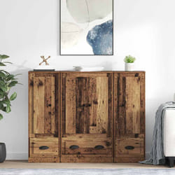 Haut Armoire Avec Tiroir 3 Pcs Bois Ancien Bois D'Ingénierie Vidaxl