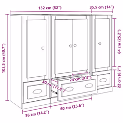 Haut Armoire Avec Tiroir 3 Pcs Bois Ancien Bois D'Ingénierie Vidaxl - Vue supplémentaire 2