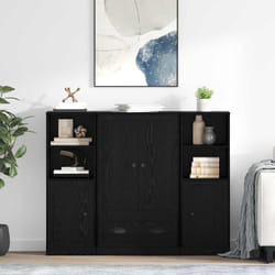 Haut Armoire Avec Tiroir 3 Pcs Chêne Noir Bois D'Ingénierie Vidaxl