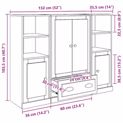 Haut Armoire Avec Tiroir 3 Pcs Chêne Noir Bois D'Ingénierie Vidaxl - Vue supplémentaire 2