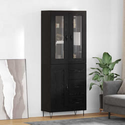 Haut Armoire Chêne Noir 69,5 X 34 X 90 Cm Bois D'Ingénierie Vidaxl