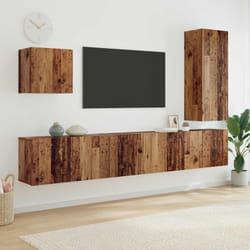 Unité Murale De Tv 5 Pcs Bois Ancien Bois D'Ingénierie Vidaxl
