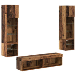 Unité Murale De Tv 6 Pcs Bois Ancien Bois D'Ingénierie Vidaxl