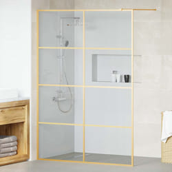Mur De Douche À L'Italienne Doré 140 X 195 Cm Verre Trempé Vidaxl