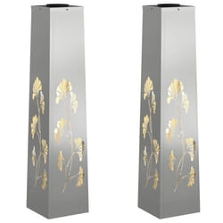 Lumière de chemin LED solaire - vidaXL - Galvanisé - 18x18x80 cm - Blanc chaud - Éclairage extérieur - Autoportant