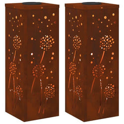 Lumière de chemin LED solaire - vidaXL - Acier Corten - 18x18x50 cm - Blanc chaud - Solaire - Autoportant - Durable