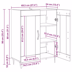Buffet Chêne Artisanal 69,5 X 34 X 90 Cm Bois D'Ingénierie Vidaxl - Vue supplémentaire 2