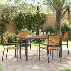 vidaXL Chaises empilables de jardin 4 pcs Marron et Noir