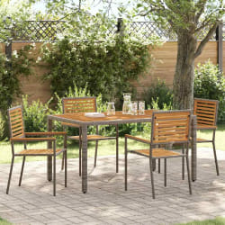 vidaXL Chaises empilables de jardin 4 pcs Marron et gris