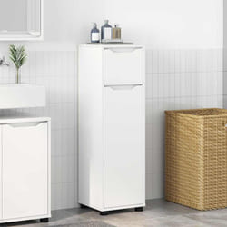 Cabinet De Salle De Bain Avec Tiroir Blanc 30,5 X 30 X 101 Cm Vidaxl