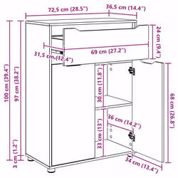 Cabinet De Salle De Bain Gris Sonoma 72,5 X 36,5 X 100 Cm Vidaxl - Vue supplémentaire 2