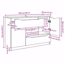 Buffet Avec Tiroir Blanc 100 X 30 X 65,6 Bois D'Ingénierie Vidaxl - Vue supplémentaire 2