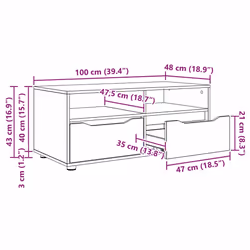 Meuble Tv Gris Sonoma 100 X 48 X 43 Cm Bois D'Ingénierie Vidaxl - Vue supplémentaire 2