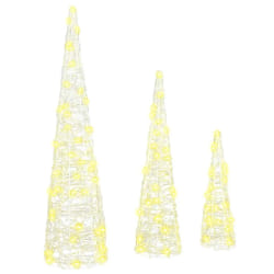 vidaXL Sapin de Noël 3 pcs Blanc chaud 20 x 20 x 80 cm Acrylique