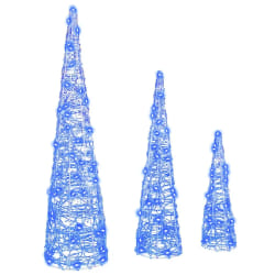 vidaXL Sapin de Noël avec 90 LED 3 pcs Bleu 20 x 20 x 80 cm Acrylique