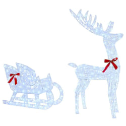 vidaXL Traîneau tiré par un renne Blanc froid 70 x 26 x 128.5 cm