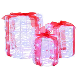 vidaXL Décoration de boîte cadeau 3 pcs Blanc froid 20 x 20 x 21 cm