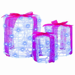 vidaXL Décoration de boîte cadeau 3 pcs Bleu 20 x 20 x 21 cm Acrylique