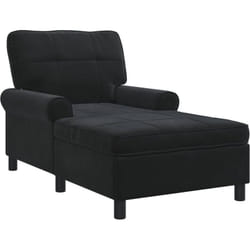 vidaXL Chaise longue avec coussin Noir 91 x 157 x 91 cm Velours