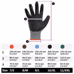 Gants De Travail 12 Pcs Gris Et Noir 7 / S Polyester Vidaxl - Vue supplémentaire 2