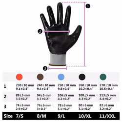 Gants De Travail 12 Pcs Gris Et Noir 8 / M Polyester Vidaxl - Vue supplémentaire 2