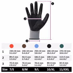 Gants De Travail 24 Pcs Gris Et Noir 10 / Xl Polyester Vidaxl - Vue supplémentaire 2