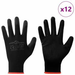 Gants De Travail 12 Pcs Noir 7 / S Polyester Vidaxl