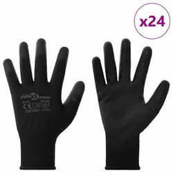 Gants De Travail 24 Pcs Noir 10 / Xl Polyester Vidaxl