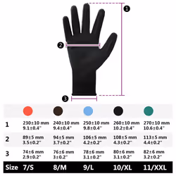 Gants De Travail 24 Pcs Noir 10 / Xl Polyester Vidaxl - Vue supplémentaire 2