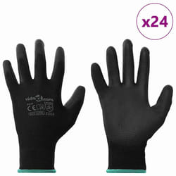 Gants De Travail 24 Pcs Noir 11 / Xxl Polyester Vidaxl