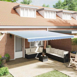 Vidaxl - Auvent Rétractable With Bleu Et Blanc 4.5 X 3 M Tissu Et Métal