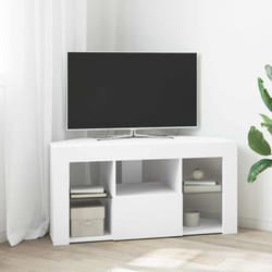 Vidaxl Meuble Tv Led D'Angle Blanc 100 X 40 X 50 Cm Bois D'Ingénierie