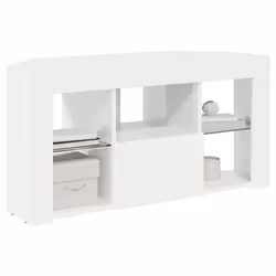 Meuble Tv Led D'Angle Blanc Brillant 100 X 40 X 50 Cm Vidaxl - Vue supplémentaire 3
