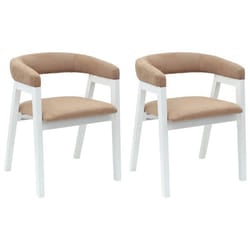 Chaises de salle à manger - vidaXL - Blanc - Bois de caoutchouc massif - 54x57x73 cm - Accoudoirs rembourrés