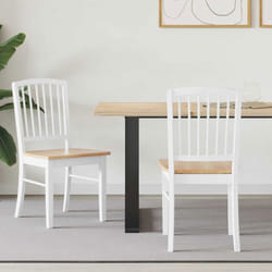 Chaise - VIDAXL - 50 x 525 x 91 cm - Lot de 2 - Bois de caoutchouc massif - Blanc - Style scandinave