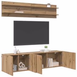 Unites Tv Montage Mural 6 Pcs Chêne Artisanal Bois D'Ingénierie Vidaxl - Vue supplémentaire 2
